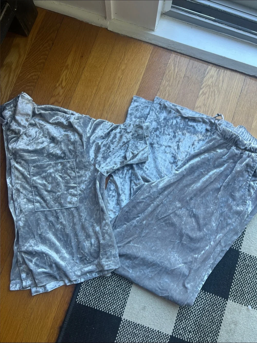 stars above Silver Crushed Velvet Pajama Set